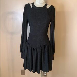 BCBGeneration Black Metallic Cutout Fit & Flare Ballerina Mini Dress Small 4/6